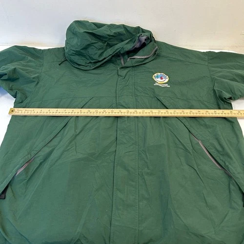 Devon & Jones Mens XL Green Hooded Rain Jacket Windbreaker Yarmouth Embroidered image 8