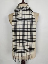 Burberry genuine vintage nova check Ivory 100% Cashmere winter Scarf Scarves