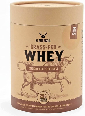 HEART&SOIL Grass Fed Whey Protein Chocolate Sea Salt 2.84 lb 25g Protein