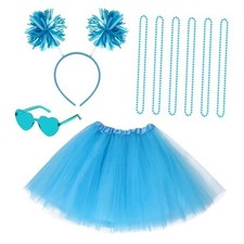 Sucrain Tutu Costume Accessories Set, Spirit Day Pom Pom Headband Turquoise