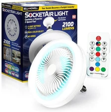 Bell+Howell SocketAir Wireless Ceiling Fan Light Remote 2100LM 3-Speed 3-Light