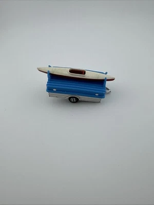 1990s MAJORETTE 21720 KAYAK CANOE CAMPING TRAILER BLUE / WHITE TOY - Image 1 of 4