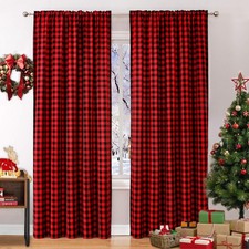 Christmas Red Buffalo Plaid Curtains Red and Black Check Curtains 52 x 96 Inc...