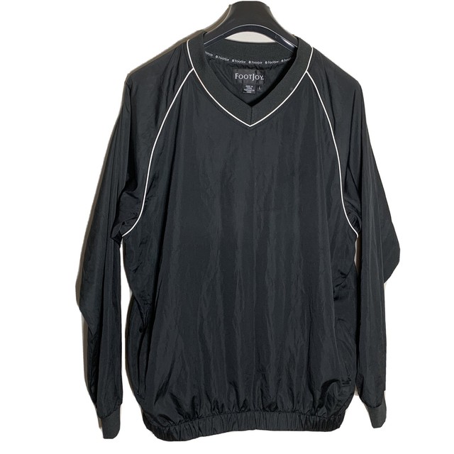 Footjoy Men’s Large Black Windbreaker Pullover Golf Long Sleeve V Neck