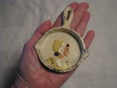 Vintage John Wright Cast Iron Mini Frying Pan Decorative Girl