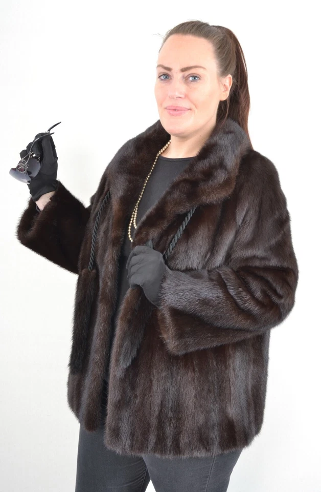 US5211 РЕАЛЬНЫЙ НОРКОВАЯ КУРТКА РАНЧО НОРКОВАЯ ШУБА РАЗМЕР XL - NERZJACKE PELLICCIA - Изображение 4 из 4