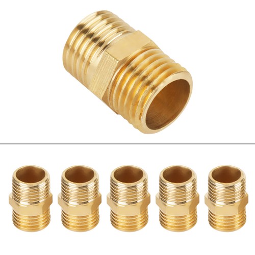 10Pcs 1/4 BSP To 1/4 BSP External Thread Brass Pipe Hex Nipple Fitting Adapter - Picture 7 of 11