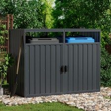 Outdoor Metal Bin Shed Double Wheelie Bins Storage Cover Rubbish Dustbin Shed UK