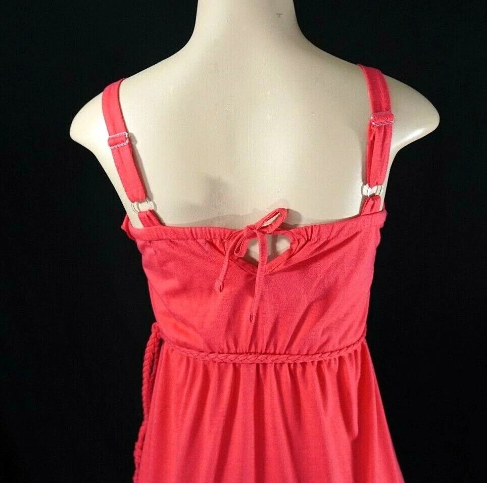 PALM ANGELS Womens Coral Adjustable Strap High Waist Ruffle High Low Maxi Dress Size 12