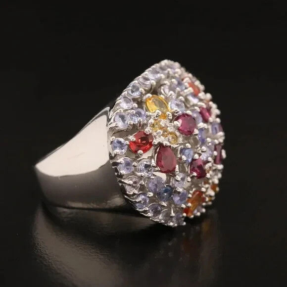 Sterling Silver Dome Ring Featuring Tanzanite, Ga… - image 4