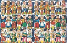 Vintage Lithograph Paper Scraps Images CHILDREN WORLD COSTUMES  printed England