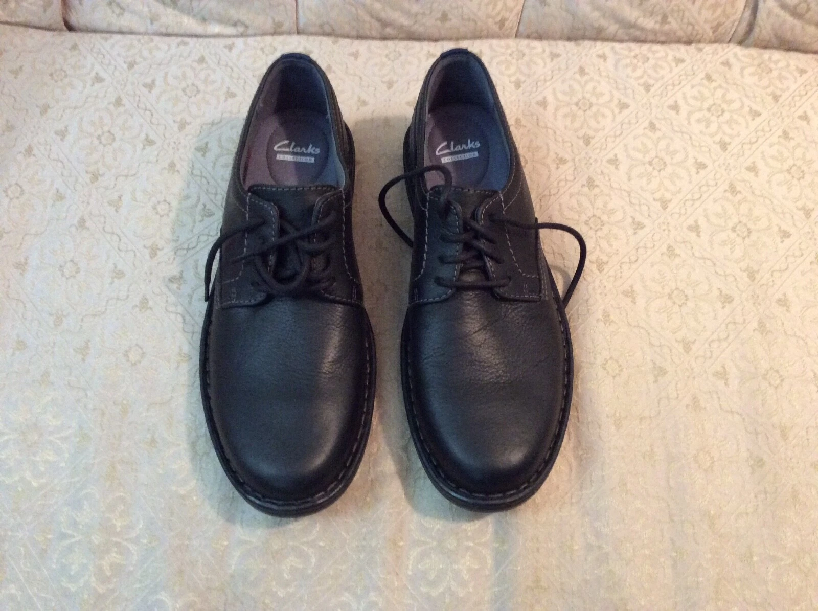 Clarks Kyros Scarpa Uomo Tinta Unita Pelle Rottata (Nero) TAGLIA 13