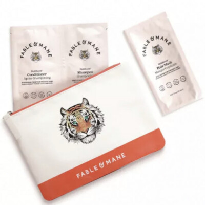 Fable and Mane Kosmetiktasche, Holiroots Hair Mask, Shampoo, Conditioner Je 9ml