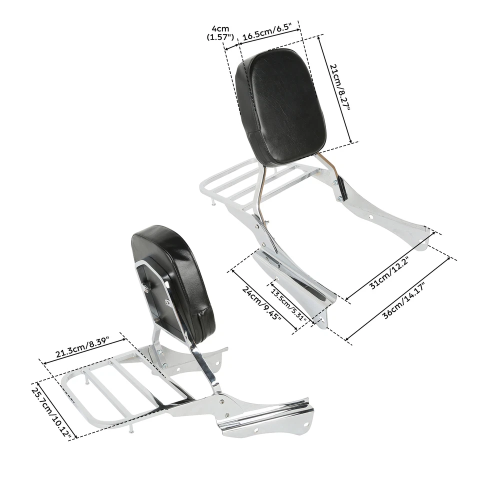 Respaldo barra portaequipajes Sissy apto para Honda Shadow Spirit VT 750DC 2001-2007 Foto 3 de 4