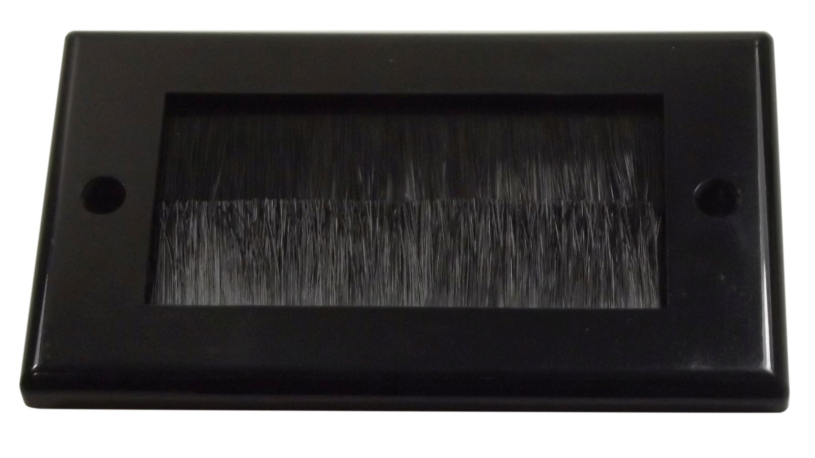 BLACK Double Gang Brush Entry / Exit Wall Face Plate : 2G Faceplate + Insert