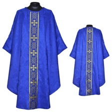 Dark BLUE Chasuble Clergy Gothic Vestment & Stole,Gothic Chasuble,Casel,Casulla