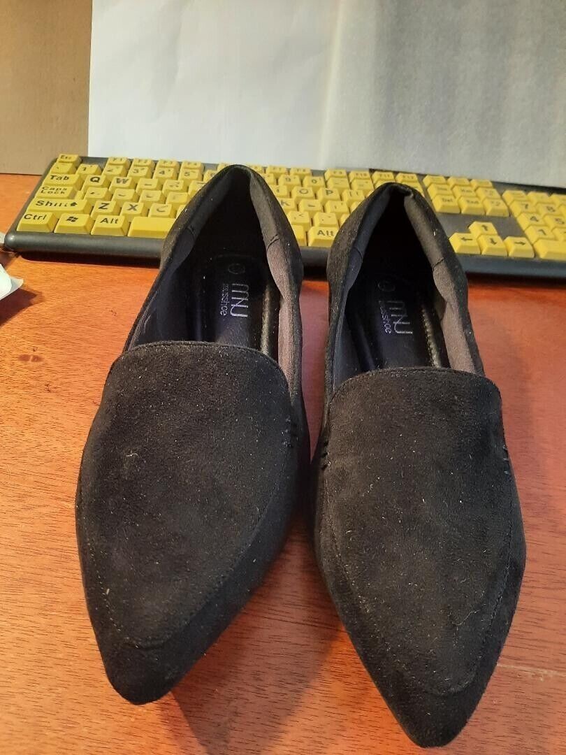 NEW MUSSHOE Loafers Comfortable Pointed Toe Memory Foam Black Size