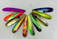 * REEF RUNNER *  STAMPED SPOON COLOR SAMPLES ' 3.5" ' LOT OF 10 COLORS/PATTERNS