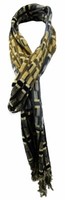 Tigertie Designer Schal In Beige Schwarz Blau Grau Gemustert Mit Fransen