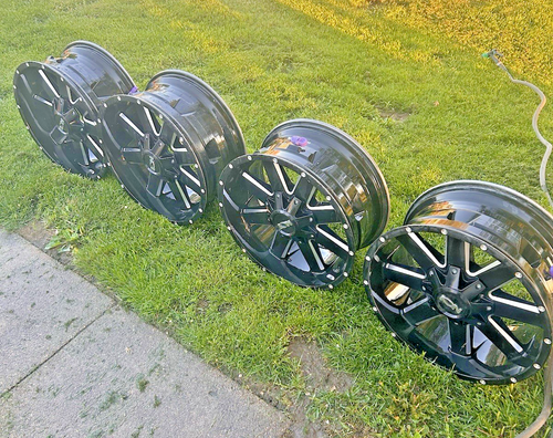 Set of Four (4) ION 20 Inch Rims Wheels 20X10 Gloss BLK Milled Spoke 8 Bolt - Picture 14 of 16
