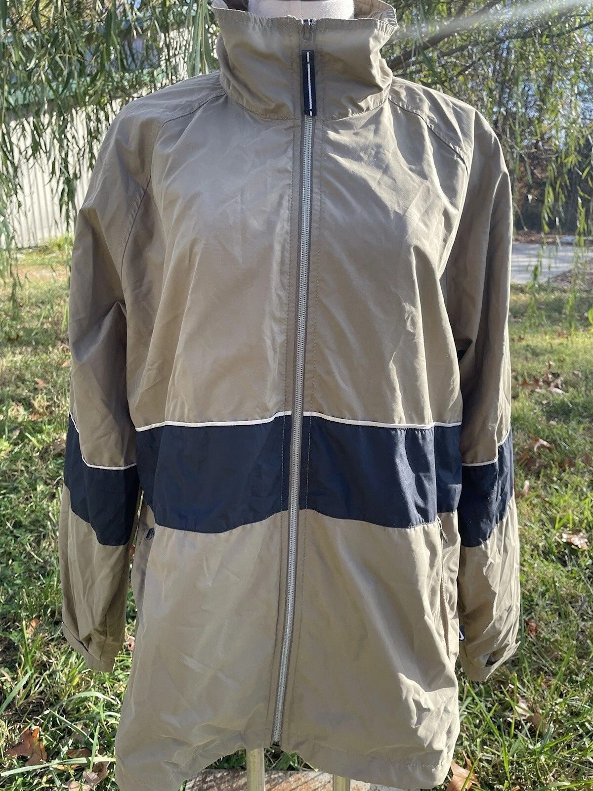 Nike Windbreaker Lined Jacket Unisex Mens M Khaki/Navy Full Zip