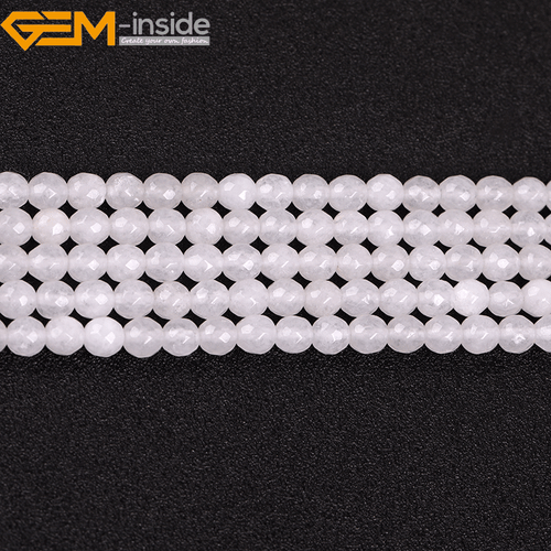 White Jade Gemstone Faceted Round Beads For Jewelry Making 15" 4mm 6mm 8mm 10mm - Picture 16 of 27