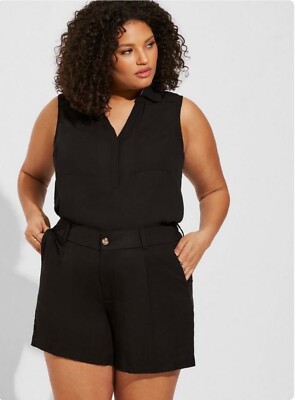 NWT Torrid Harper Georgette Collared Sleeveless Blouse Size 3X Black