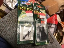 2 Packs 4 Total Crystal River Trout Flies Black Wooly Bug and stonefly nymph