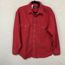 Vintage Eddie Bauer Chamois Flannel Shirt Men’s L Red Made In USA Long Sleeve