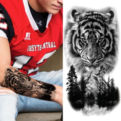 Waldtiger - Großes Temporäres Tattoo gefälschte wasserdichte Körperkunst Männer Frauen Henna