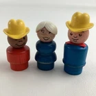 Fisher Price Little People Wooden Figures Western Cowboys Farmer Lot Vintage 5