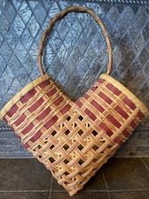 Basket Double Opening Large “Heart” Shaped 18.75” High 14” Side To Side