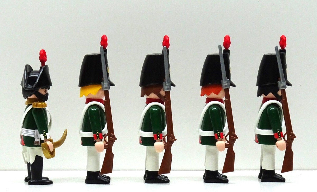5 X Garde Hussard Dragon Soldat Noir Blanc Playmobil Pour Napoleonic