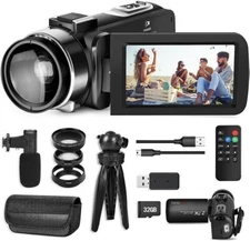 NBD Video Camera 2.7K 42MP Vlogging Camera 3'' Flip Screen Camcorder ForYouTube