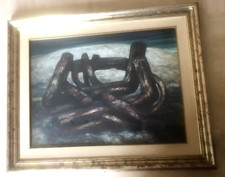 ARTISTA SARDO CESARE BAZZONI SASSARI OLIO RELITTI DI BARCA 60 X 75 CM 1976 CVFRA