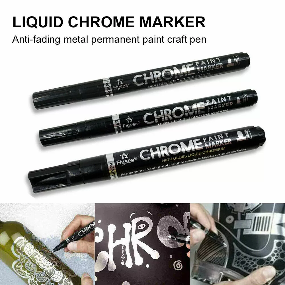 3PCS Silver Art Liquid Mirror Chrome DIY Highlight Marker Pen Multifunction  New