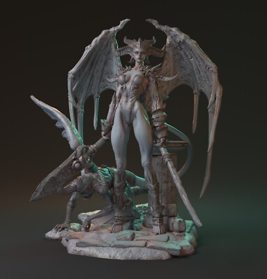 Dämonen Königin mit Höllenhund Miniatur Abyss Figur für TTRPG's wie D&D 5e DSA
