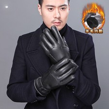 Winter Biker Mens Real Leather Gloves Thick Warm Wool Lined Riding Motorcycle sz