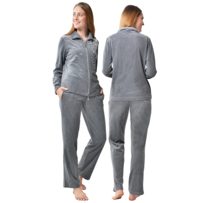 Jogginganzug Damen, Jogginganzug Damen Trainingsanzug Sportanzug Frauen 2 Teilig Freizeitanzug Samt Streifen Hoodie Langarm Kapuzenpullover + Lange Hose Sportswear 2 Stück Bekleidungsset