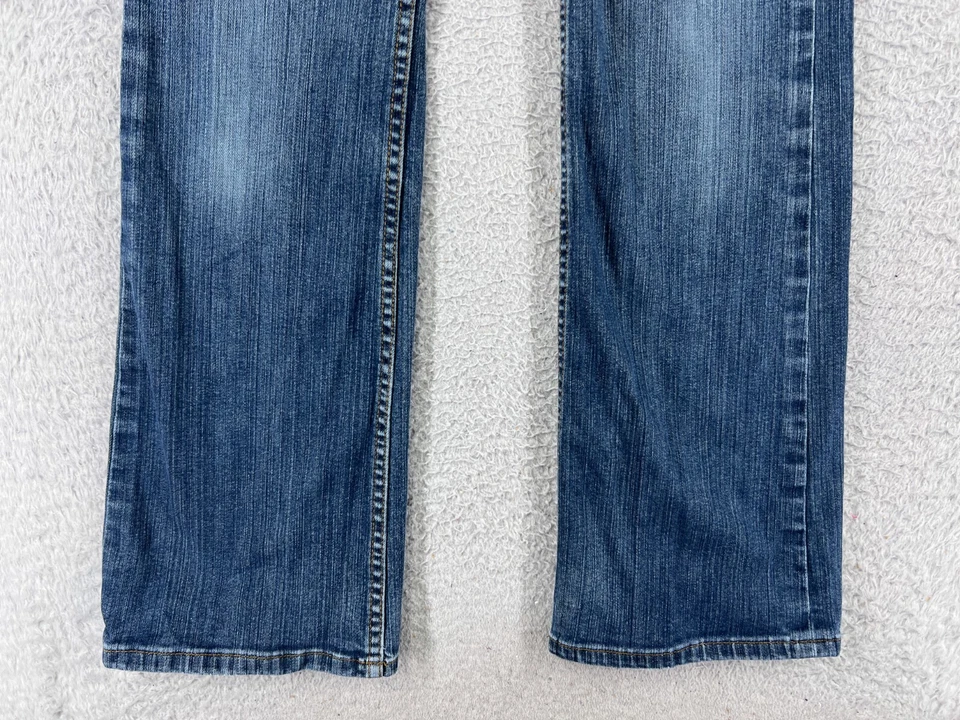 Pantalones de mezclilla Christopher Blue para mujer 2 azules acampanados elásticos mezcla de algodón 26x28 Foto 4 de 4