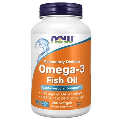 Omega 3 Fish Oil 1000mg, 180 EPA /120 DHA for Cardiovascular Support 200 Sgels
