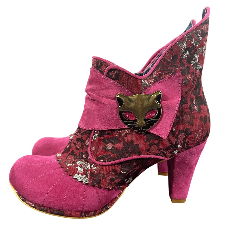 Nuevo Irregular Choice Miaow Rosa Botines Mujer EU41 Gato Floral Brocado Foto 4 de 4