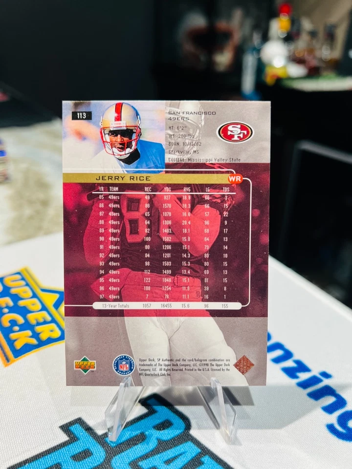 1998 SP Authentic - Jerry Rice #113 SAN FRANCISCO 49ERS - Image 2 of 2