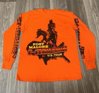 Post Malone F-1 Trillion Tour Orange Long Sleeve Shirt Size M Men
