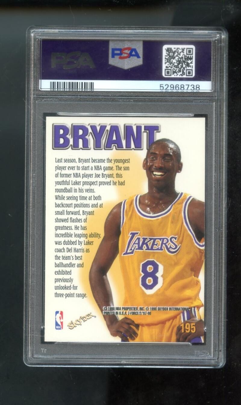 1997-98 Skybox Z-Force #195 Kobe Bryant PSA 9 Graded Card NBA Zupermen ZForce view 2