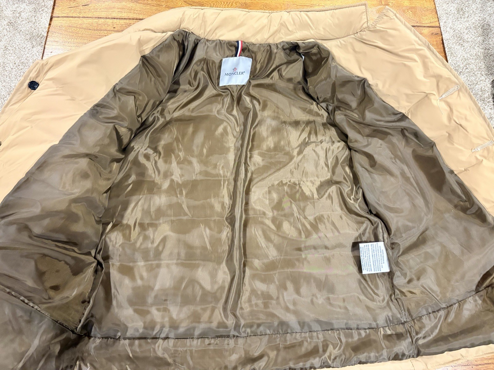 Moncler Beige Down Button-Down Puffer Jacket Coat… - image 8