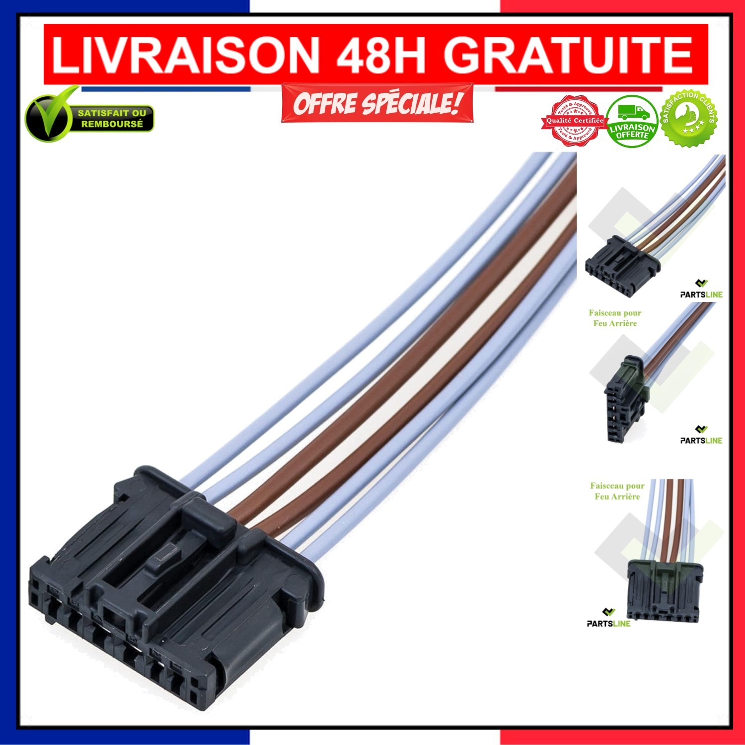 Connectique de platine feu arrière plastique renforcé anti-surchauffe