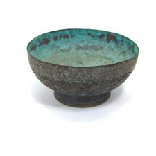 ANT Hammered Engraved Tinned Islamic Copper Bowl Safavid or Mughal 18th/19thc 5.