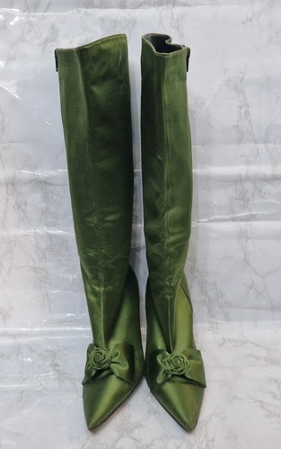 L.K. BENNETT Womens Green Pointed Toe Stiletto Heel Zip Up Boots EU 37 UK 4 - Afbeelding 2 van 4