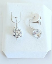 Lovely Sterling Silver White Round Cubic Zirconia Textured Loop Pierced Earrings